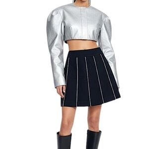 Y2K Willi Smith pure cotton black with white piping old money a line skirt 8